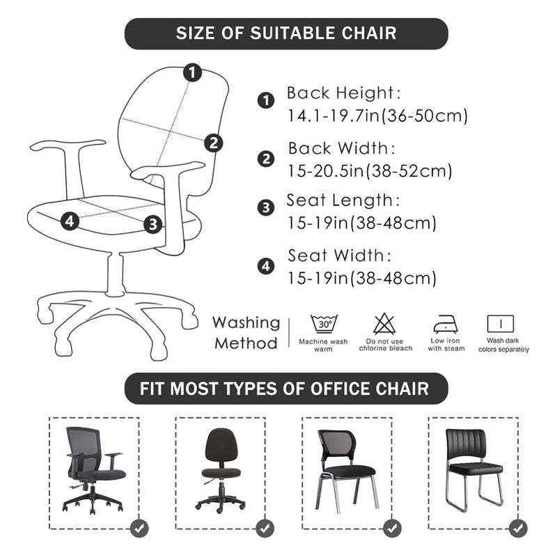 FORCHEER Desk Chair Cover Black Jacquard Stretch Office Chair Covers Two Piece for Split Office Chairs Water Resistant Washable - Image 3